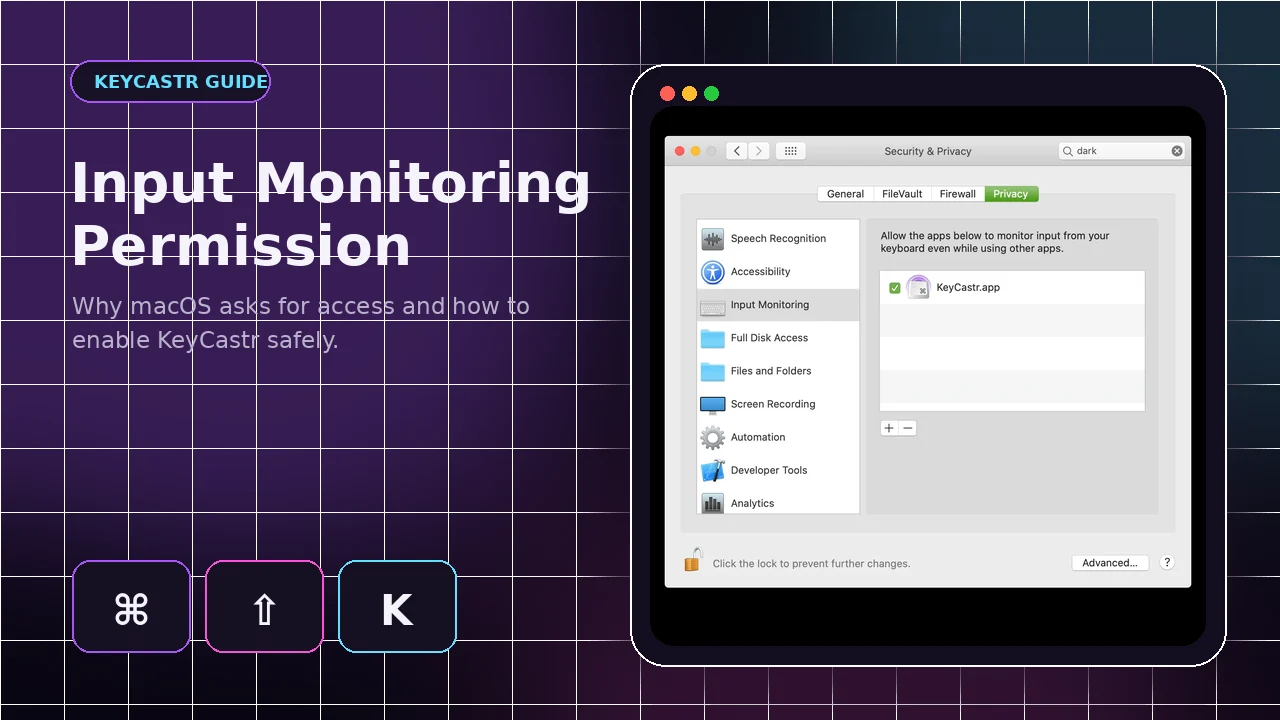KeyCastr Input Monitoring permission guide